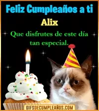 Gato meme Feliz Cumpleaños Alix